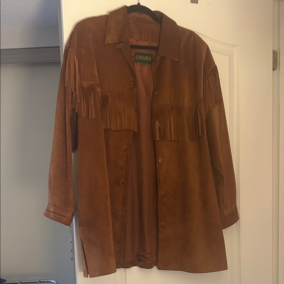 Danier Jackets & Blazers - Danier Chestnut Suede Fringe Shirt Jacket
